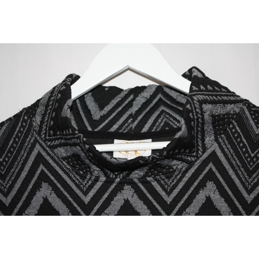 SSYS Top Womens Small Black Ava Zipper Quilted Pullover Zig Zap Stretch Art Mock - Picture 4 of 13